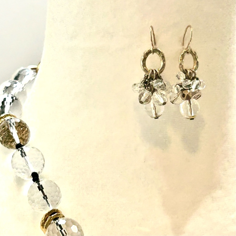 Carlisle NY “Sphere” Cut Crystal and Gold Necklace & Matching Earring Set RARE - Picture 12 of 13